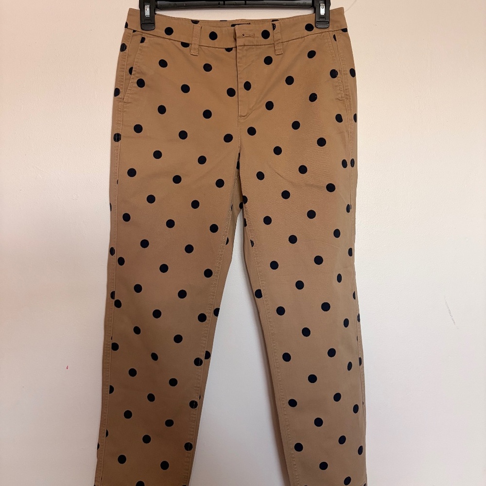 J.Crew High Rise Girlfriend Chino Polka-Dot Pants Sz 8